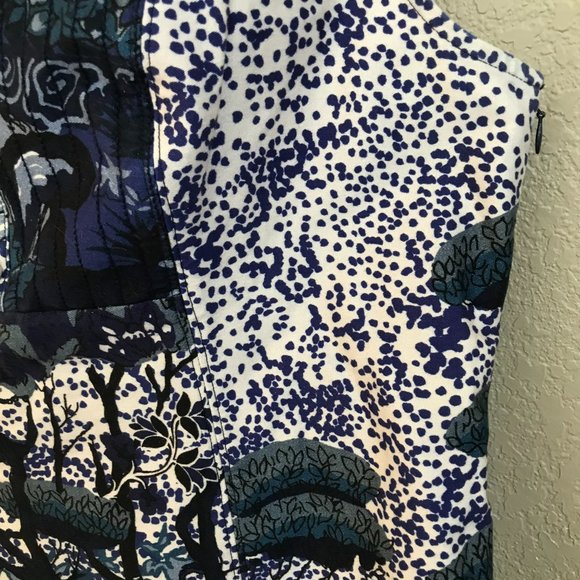 EUC Anthropologie Maeve Blue Floral Sleeveless Knee Length Shift Size 10 - Picture 5 of 16